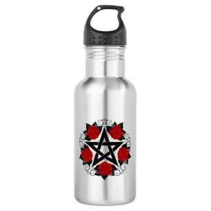 Pentagram met rode rozen waterfles 