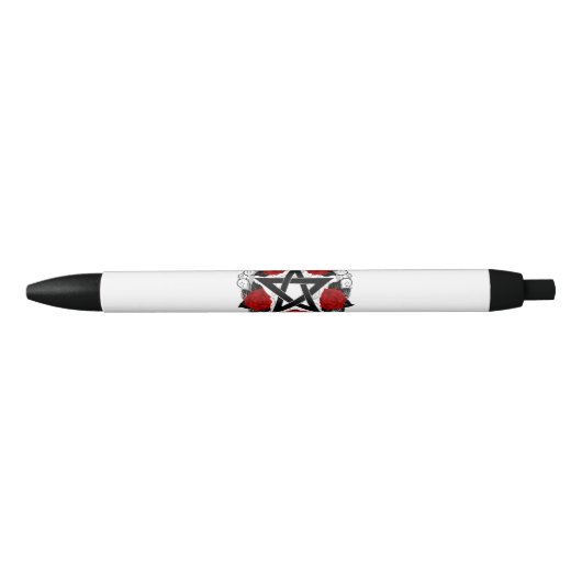 Pentagram met rode rozen zwarte inkt pen (Voorkant)