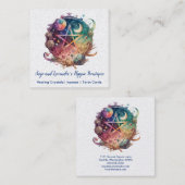 Pentagram, Moon, Earth Square Visitekaartje (Voorkant / Achterkant)