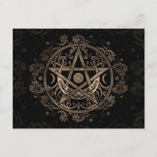 Pentagram Ornament - Gold en Black Briefkaart (Voorkant)