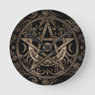 Pentagram Ornament - Gold en Black Ronde Klok