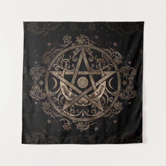 Pentagram Ornament - Gold en Black Wandkleed (Voorkant)