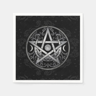 Pentagram-Ornament - Zilver en zwart Servet