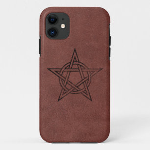 Pentagram - Pagan Magic Symbol op rood leder Case-Mate iPhone Case