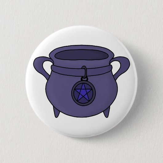 Pentagram Pentacle Cauldron Ronde Button 5,7 Cm (Voorkant)