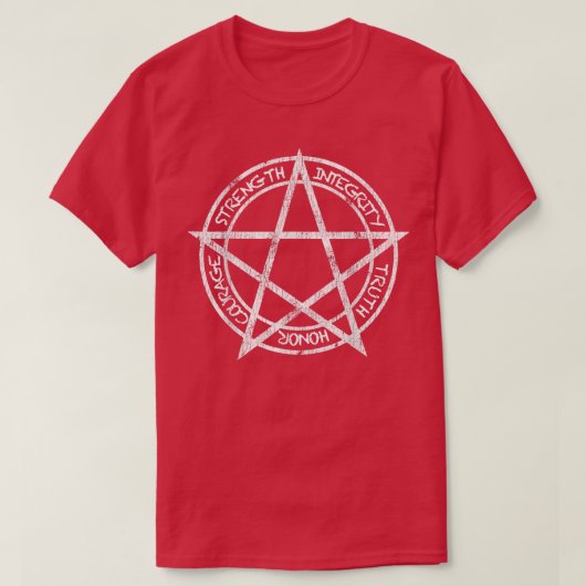 Pentagram Pentacle Distress Wiccan Pagan Wicca T-shirt (Design voorkant)