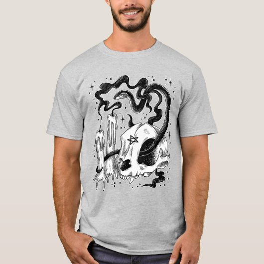 Pentagram schedel en slang t-shirt (Voorkant)