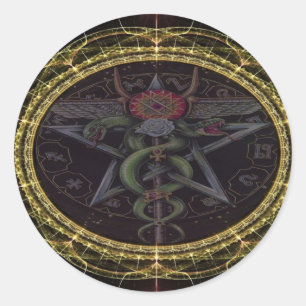 Pentagram Snakes Ronde Sticker