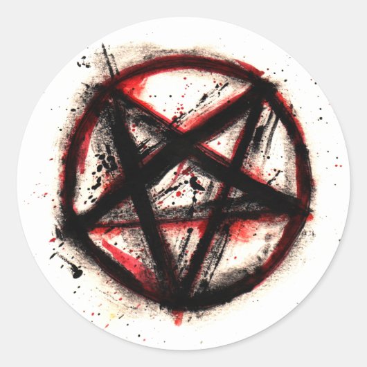 Pentagram Stickers, vel van 6 Ronde Sticker (Voorkant)
