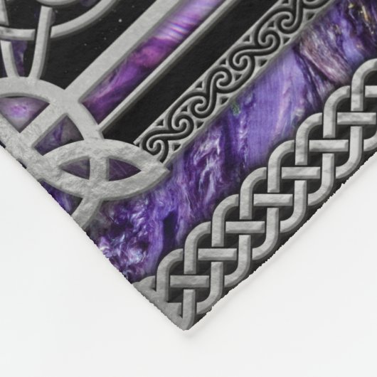 Pentagram Triskelion Amethyst Moon Fleece Deken (Hoek)