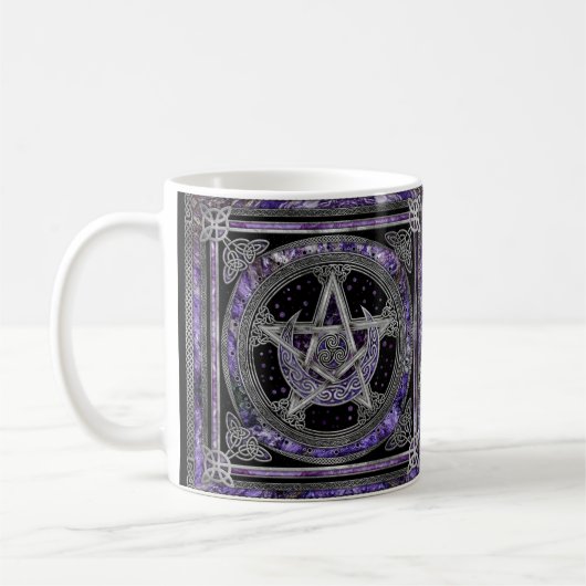 Pentagram Triskelion Amethyst Moon Koffiemok (Links)