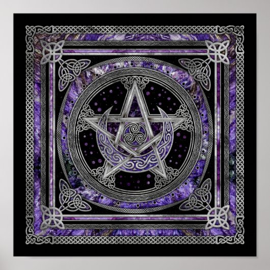Pentagram Triskelion Amethyst Moon Poster (Voorkant)