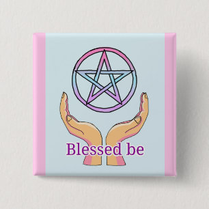 Pentagram van astel Pentacle "zonder been" Vierkante Button 5,1 Cm