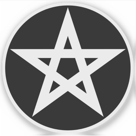 Pentagram (wit op zwart) sticker (Voorkant)