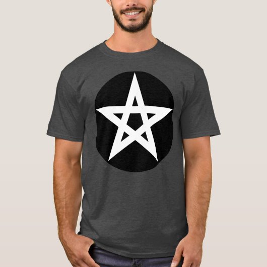 Pentagram (wit op zwart) t-shirt (Voorkant)