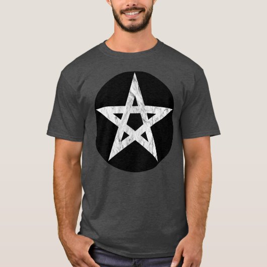 Pentagram (wit op zwart) t-shirt (Voorkant)