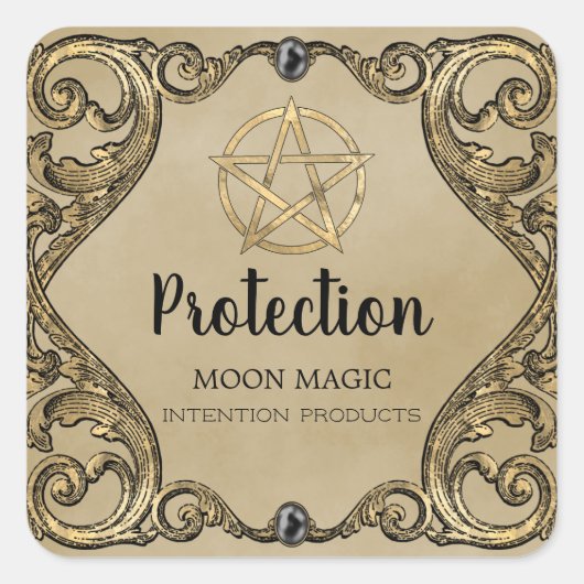 Pentagram Witchcraft Bescherming Spell Jar Labels (Voorkant)