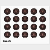 Pentagram zwart/rood glans ronde sticker (Vel)