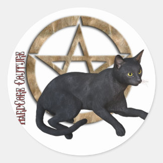 Pentakel Black Cat Ronde Sticker