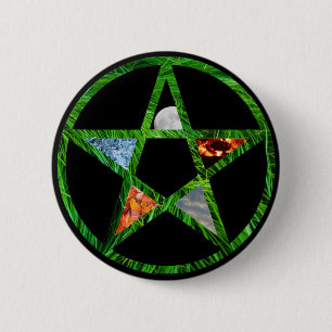 Pentakel met elementen ronde button 5,7 cm