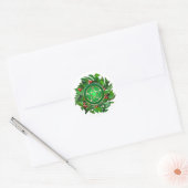 Pentakel op Holly Wreath Ronde Sticker (Envelop)