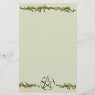 Pentakel op hout briefpapier