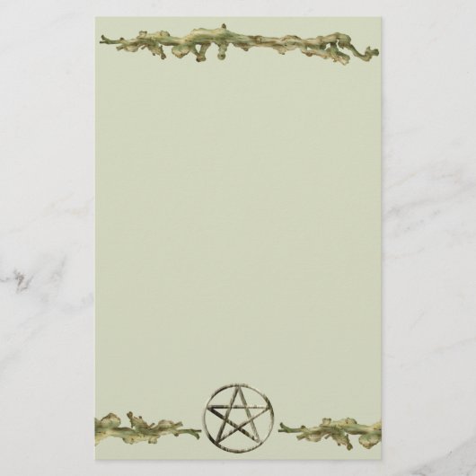 Pentakel op hout briefpapier (Voorkant)