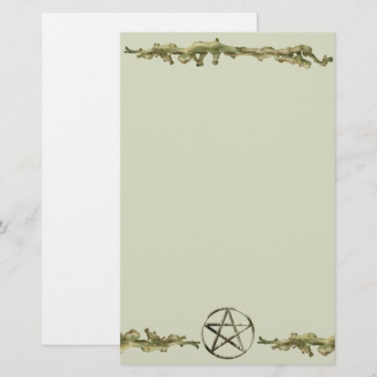 Pentakel op hout briefpapier (Voorkant / Achterkant)