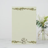 Pentakel op hout briefpapier (Staand voorkant)