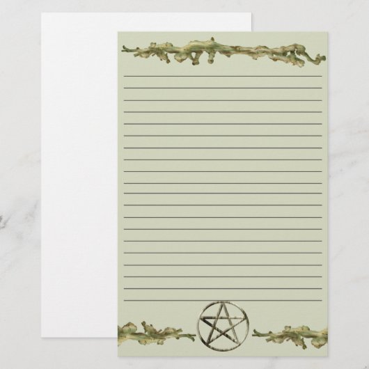 Pentakel op hout, gelaagd briefpapier (Voorkant / Achterkant)