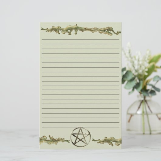 Pentakel op hout, gelaagd briefpapier (Staand voorkant)