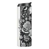 Pentakel Skelet Schedel & Rozen Tarot Kunst Thermosbeker (Gedraaid links)