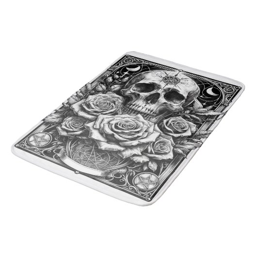 Pentakel Skelet Skull & Rozen Tarot Art Badmat (Gekanteld)