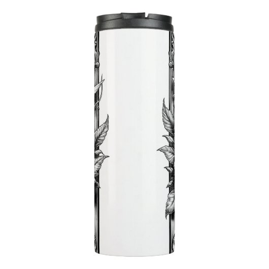 Pentakel Skelet Skull & Rozen Tarot Art Thermosbeker (Achterkant)