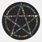 Pentakel Vijf Elementen Ronde Sticker (Voorkant)