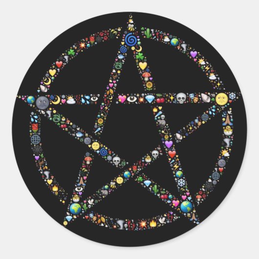 Pentakel Vijf Elementen Ronde Sticker (Voorkant)