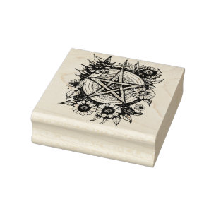 Pentakel zinnia bloemen kunst bloem pagan rubberstempel