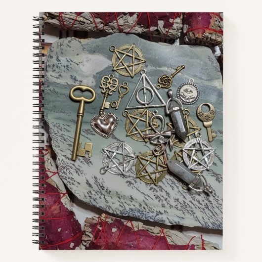 Pentakels op Dendritic Opal and Roos Sage Notitieb Notitieboek (Voorkant)