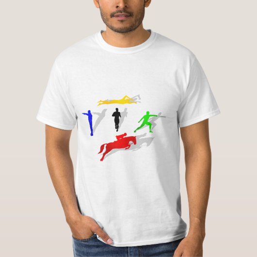 Pentatlon Fencing Shooting Swimming Jumping Run T-shirt (Voorkant)