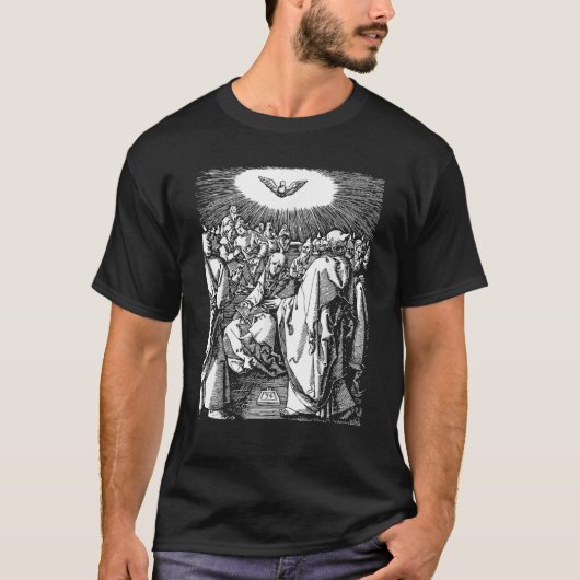 Pentecost Dove Tongues of Fire Flame Heilige Geest T-shirt (Voorkant)