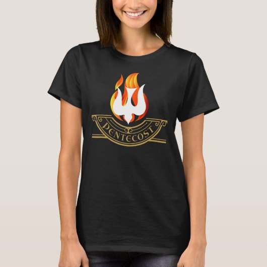 Pentecost Dove Tongues of Fire Flame Heilige Geest T-shirt (Voorkant)