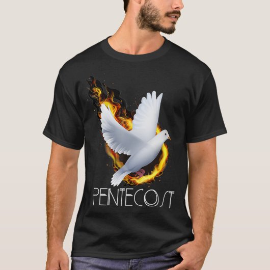 Pentecost Doves Tongues of Fire Flame Acts Heilige T-shirt (Voorkant)