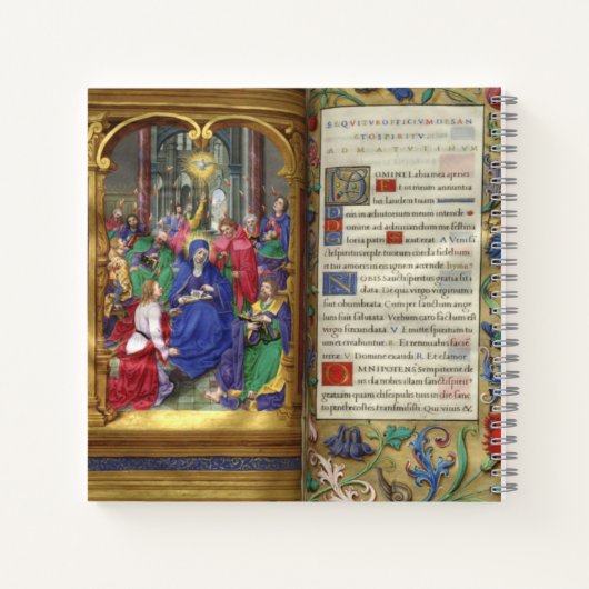 Pentecost Scene Medieval Renaissance Manuscript Notitieboek (Achterkant)