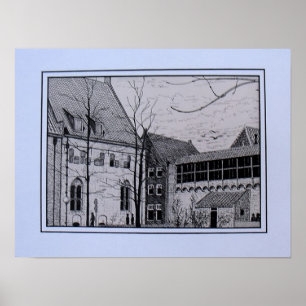 Pentekening Refter Zwolle vlakbij Librije Poster