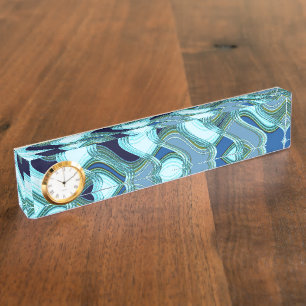 Penthouse & Pavement Desk-naamplaat met klok Naambordje