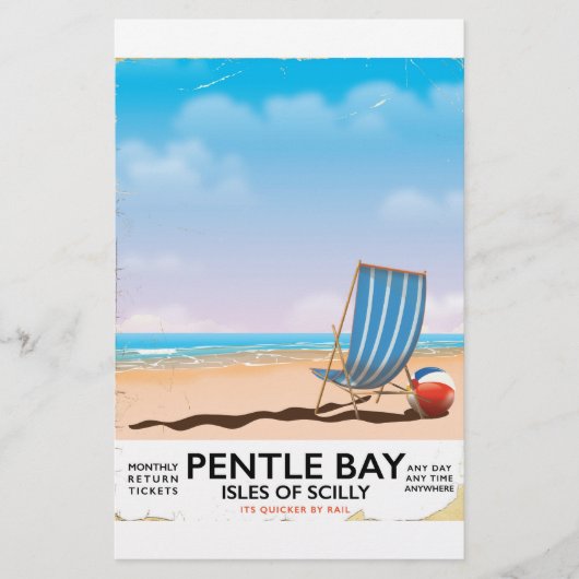Pentle Bay Isles of Scilly reisposter Briefpapier (Voorkant)