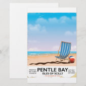 Pentle Bay Isles of Scilly reisposter Briefpapier (Voorkant / Achterkant)
