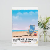 Pentle Bay Isles of Scilly reisposter Briefpapier (Staand voorkant)