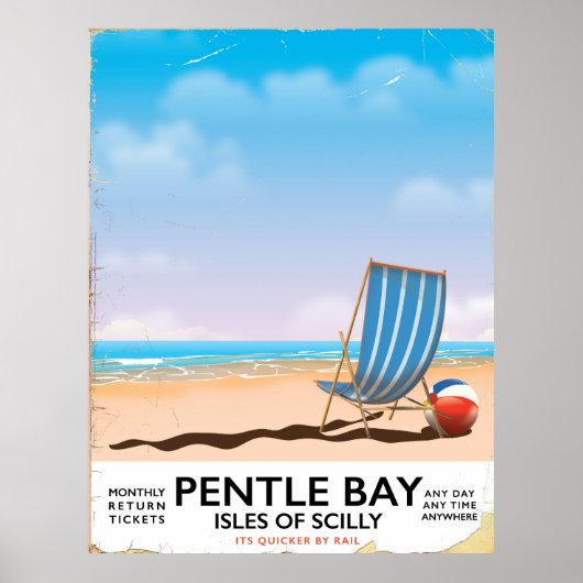 Pentle Bay Scilly-eilanden reisposter Poster (Voorkant)