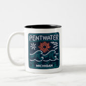 Pentwater Michigan Neon Sign Coffee Mok (Links)